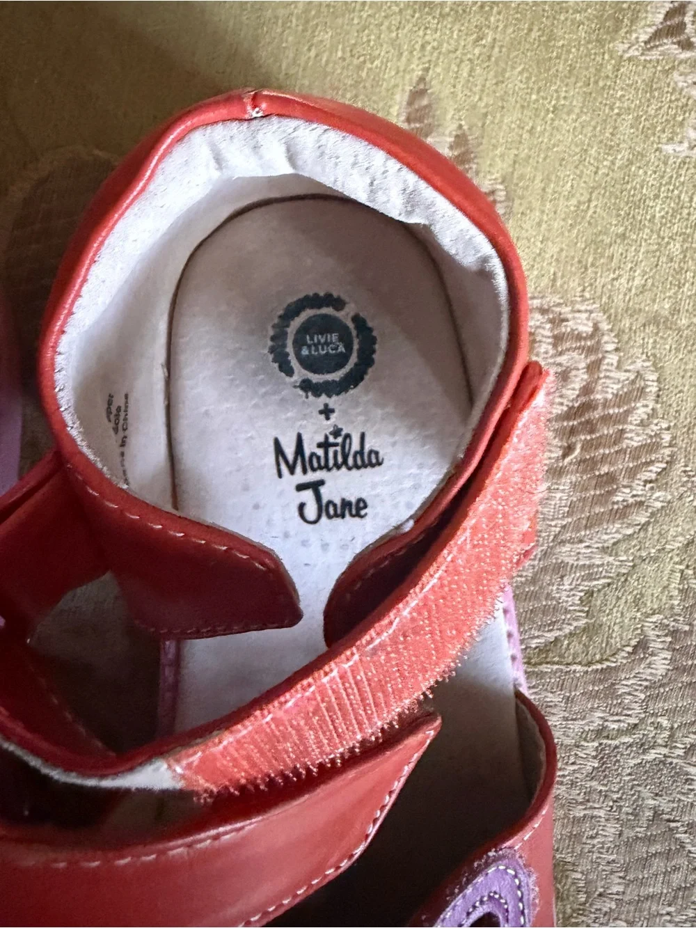 Livie and Luca Matilda Jane Orange and Pink Petal Shoes Girls Size 13